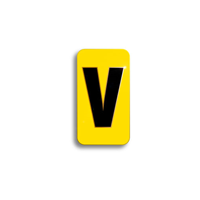Character Black on Yellow "V" For Horizontal Mounting Holder