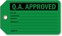 QA Approved Plastic Tags