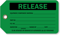 Release Plastic Tags, Vinyl Inspection Tag