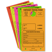 Temporary Parking Permit Mirror Hang Tag Pass