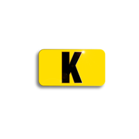 Character Black on Yellow "K" For Vertical Mounting Holder