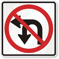 No Left And U Turn Traffic (Symbol) Sign