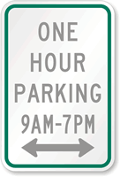 One Hour Parking Custom Times Road Traffic Sign