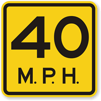 40 MPH Speed Limit Sign
