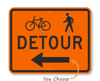 Bicycle Pedestrian Detour Traffic Sign with Arrow