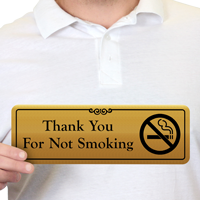 Thank You For Not Smoking Gold Door Sign