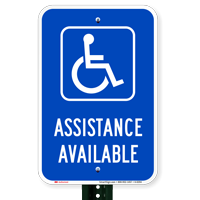 Assistance Available With Handicap Symbol Ada Signs