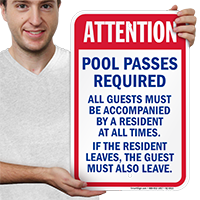Attention Pool Pass Required Signs