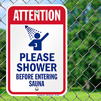 Attention, Shower Before Entering Sauna Signs