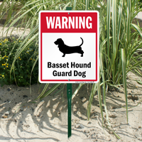 Warning Basset Hound Guard Dog LawnBoss™ Signs