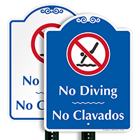Bilingual No Diving Signature Sign