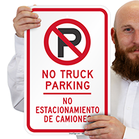 Bilingual No Truck Parking Signs