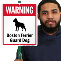 Warning Boston Terrier Guard Dog LawnBoss™ Signs