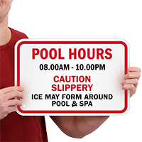 Custom Pool Hours Caution Signs