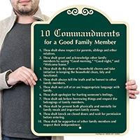 10 Commandments for a Good Family Member Sign