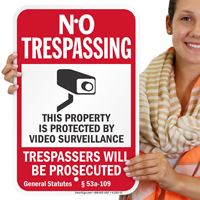 Connecticut Trespassers Will Be Prosecuted Sign
