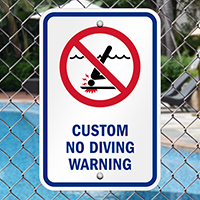Customizable No Diving Warning Signs with Graphic