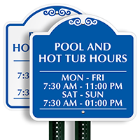 Customizable Pool and Hot Tub Timings Signs