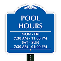 Custom Pool Hours Signs