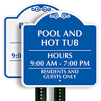 Custom Pool Timings, Residents and Guests Only Signs