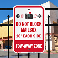 Do Not Block Mailbox, Tow-Away Zone Signs