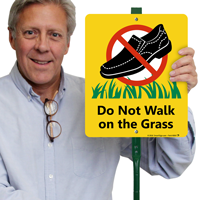 Do Not Walk On Grass Lawnboss Sign