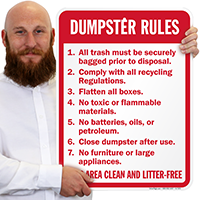 Keep Area Clean And Litter Free Dumpster Sign