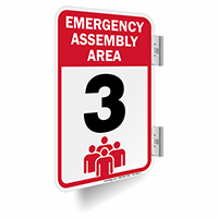 Emergency Assembly Area Number 3 Double Sided Sign