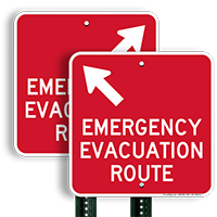 Evacuation Route Upper Left Arrow Sign