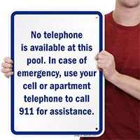 Emergency Pool Phone Number Signs