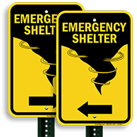 Directional Emergency Shelter Sign