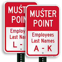 Employees Assembly Area Name A-K Sign