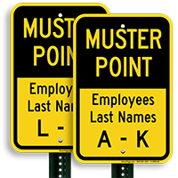 Last Names A-K Muster Point Sign