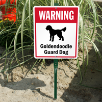Warning Golden Doodle Guard Dog LawnBoss™ Signs