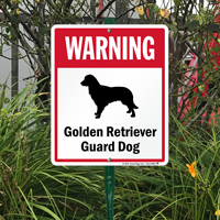 Warning Golden Retriever Guard Dog LawnBoss™ Signs