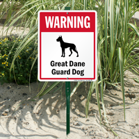 Warning Great Dane Guard Dog LawnBoss™ Signs