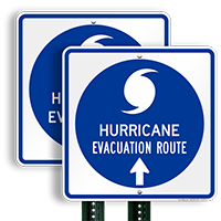 Evacuation Route Ahead Arrow Sign