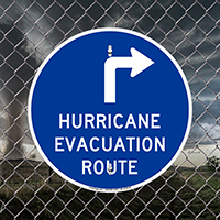 Evacuation Route Upper Right Arrow Sign