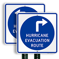 Evacuation Route Upper Right Arrow Sign