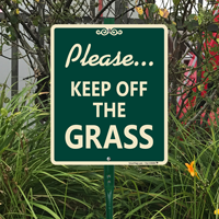 Please Keep Off The Grass Sign