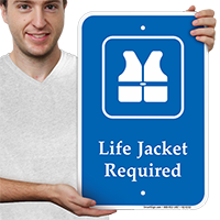 Life Jacket Required, Safety Vests Symbol Signs