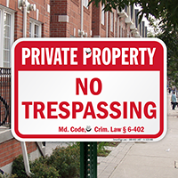 Maryland Private Property Sign
