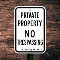 North Carolina No Trespassing Sign