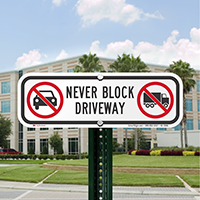 Never Block Driveway Parking Restriction Signs