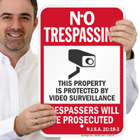 New Jersey Trespassers Will Be Prosecuted Sign