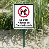 No Dogs Allowed On Church Grounds Sign