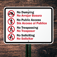 Bilingual No Dumping Sign (with Graphic)