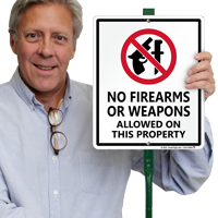 No Firearms Or Weapons Allowed Property Sign
