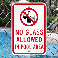 No Glass Allowed In Pool Area Signs
