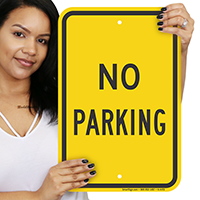 No Parking Signs, Bright Yellow